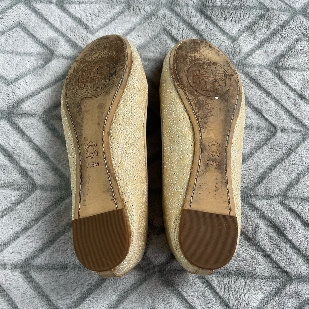 Tory Burch leather ballet flats with embroidered logo size 7.5 - Picture 7 of 11